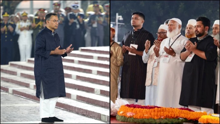 অমর একুশের প্রথম প্রহরে কেন্দ্রীয় শহীদ মিনারে প্রধানমন্ত্রী ও বিরোধীদলীয় নেতার শ্রদ্ধা